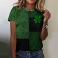 thumbnail image 3 of Plus Size JSKUMAR St Patrick's Day Short Sleeve Shirts for Women Stylish Shamrock Graphic Tee Funny Heart Printed Tops (Green-22,4XL), 3 of 7