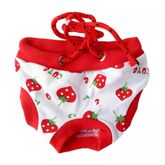GASTROPOD Diaper Dog Sanitary Pantie with Suspender Strawberry Printed Physiological Shorts Puppy Diapers Pants for Small Girl Female Dogs Cat