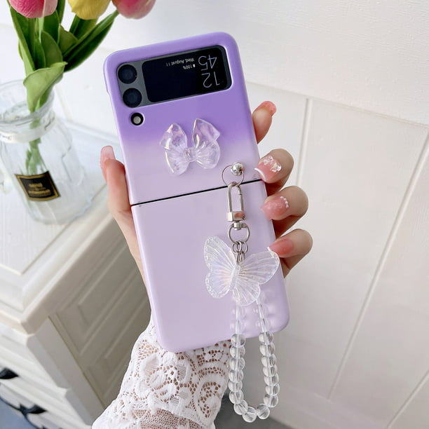 Frusde Bling Case for Samsung Galaxy Z Flip 3 with Cute Butterfly Strap ...