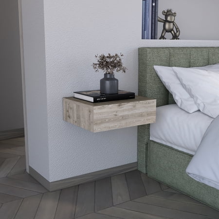 Modern Gray Bedside Unit With Ample Versatile Drawer - Create A Functional And Stylish Bedroom Floating Nightstand Spacious In Decorate Organize Your