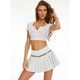 thumbnail image 4 of Women'S Belted A-Line Stretchy Club Y2k Mini Pleated Skirt with Belt White M, 4 of 8