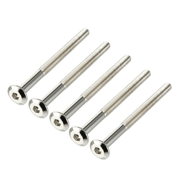 Uxcell M6x80mm Hex Screws Bolts Carbon Steel Nickel Plated 5 Pack