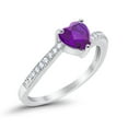 thumbnail image 7 of Heart Promise Round Wedding Ring Amethyst CZ 925 Sterling Silver Size 10, 7 of 7