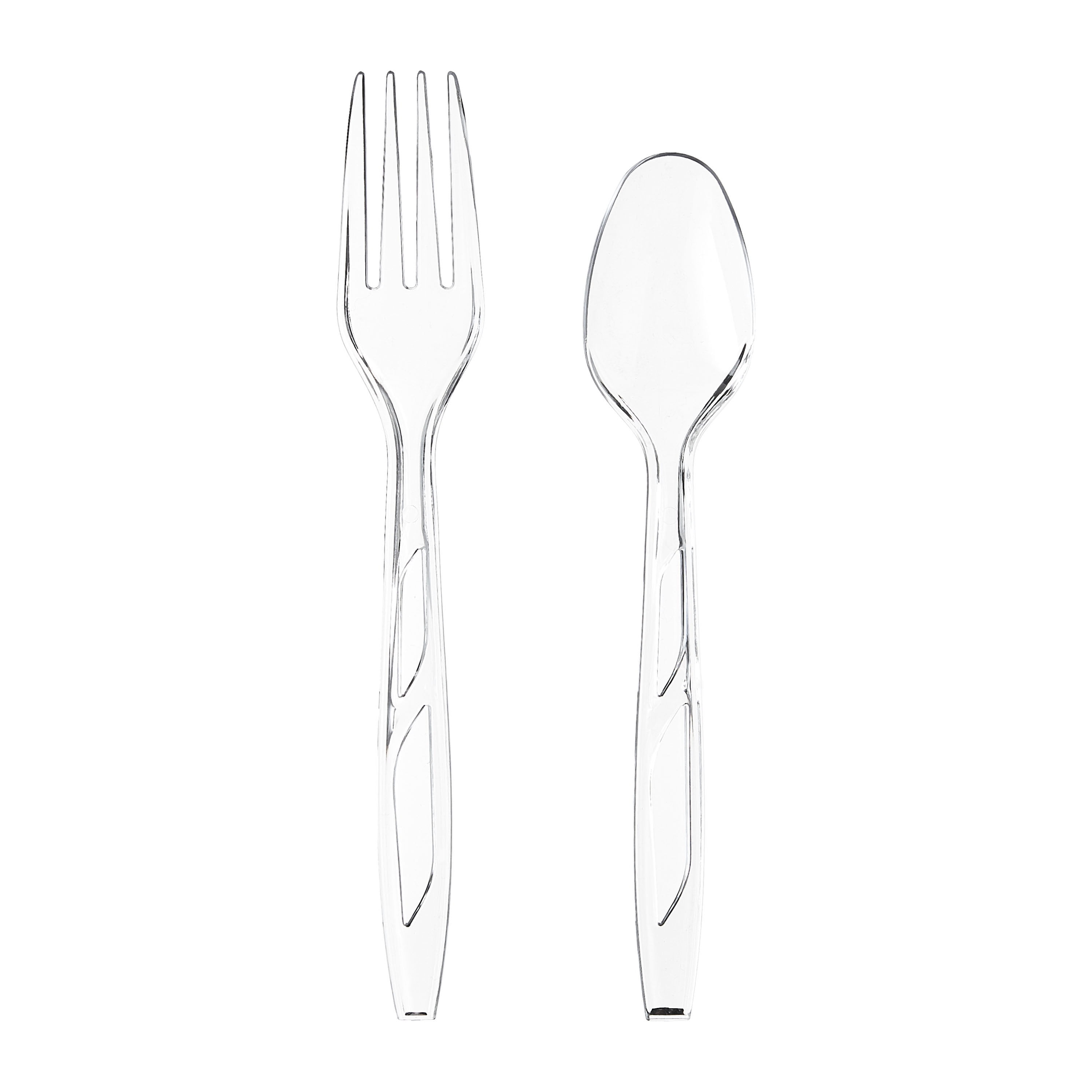 Great Value Plastic Everyday Clear Fork and Spoon Combo, 120 Count