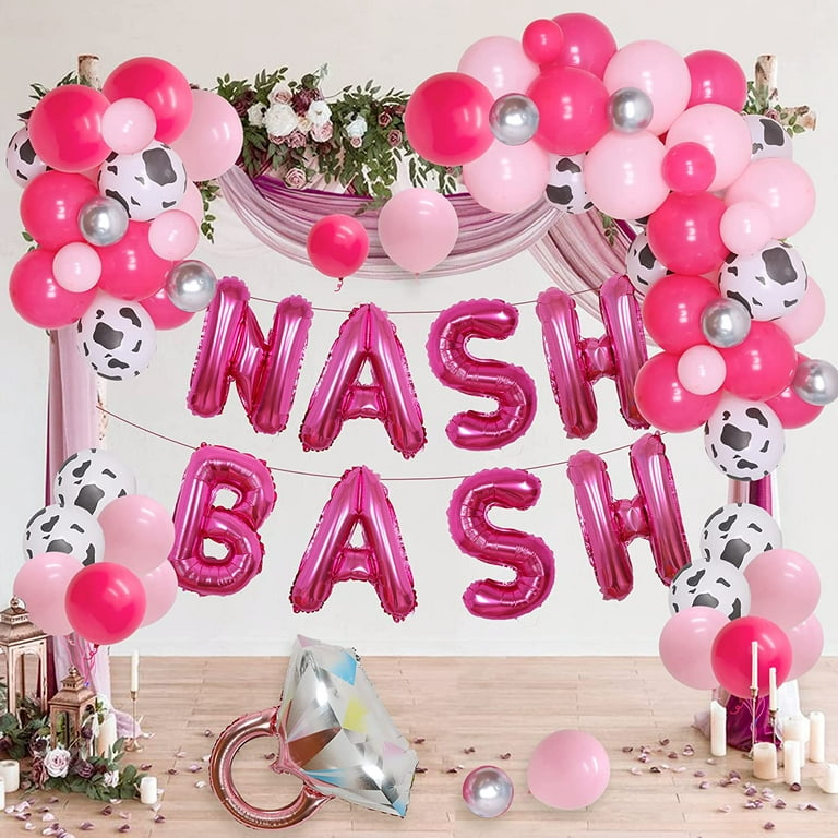 Nashville Bachelorette Party Decor Hot Pink for Women Nash Bash Banner  Bridal Shower Balloons Arch Garland Kit Fringe Curtain and Diamond Foil  Balloon Supplies for Western Wedding Engagement Party 