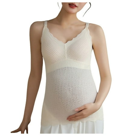 Mepaouo Maternity Tank Tops with Built in Bra Support Nursing Pregnancy Clothes Sleveless Camisoles