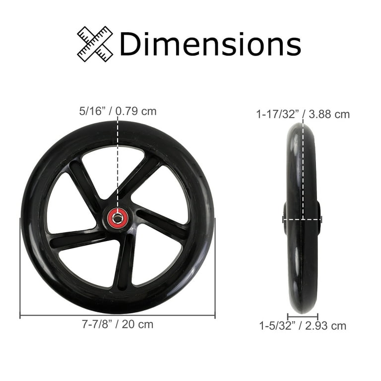 AlveyTech 200 mm Black Wheel Green Hub for Razor A5/Carbon Lux
