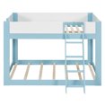 thumbnail image 5 of Full-Over-Full Low-Profile Bunk Bed with Guardrails, Wooden Kids Bed with Reversible Ladder, Accent Two-Tone Bed Frame, 5 of 9