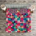thumbnail image 3 of Ambesonne Geometric Quilted Bedspread Set 3 Pcs, Italian Grunge Dots, Queen Size, Multicolor, 3 of 3