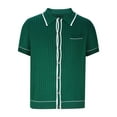 thumbnail image 4 of Lenago Shirts for Men Knit Casual Solid Color Short Sleeve Turndown Collar Blouse Shirt, 4 of 6