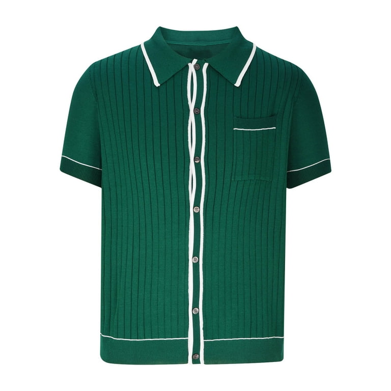 Rloper-Lop Men's Knit Polo Shirts Short Sleeve Lapel T