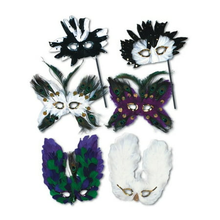 Venetian Feather - Ultima Assorted Venetian Masquerade Ball Carnival Feather Mask Costume Accessory