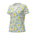 thumbnail image 2 of Naloa Daisies Flowers Print T-Shirts Short Sleeve V Neck Tees for Women Fashion Tops Trendy Lightweight Soft Casual Summer Outfits Clothes, 2 of 5