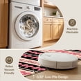 thumbnail image 5 of ODIKA 3'x5' Ultra-Soft Throw Mat, Pink Decorative Ribbon Themed Alternating Bands Shaped None Washable, Bare feet friendly, Easy Care Indoor rug for Bedside, Vanity, 5 of 7