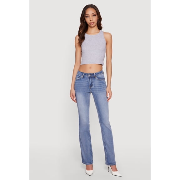 Women's Trendy Mid Rise Whiskered Bootcut Jeans