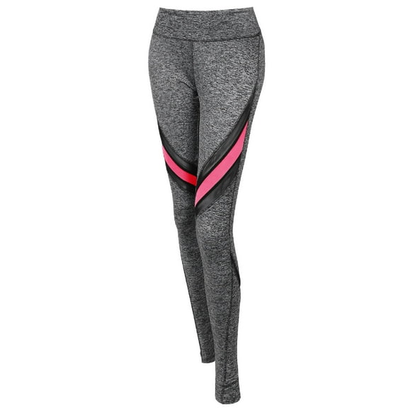 FashionOutfit Women's Sports Yoga Fitness Workout Front Mesh Insert Stretch Long Leggings