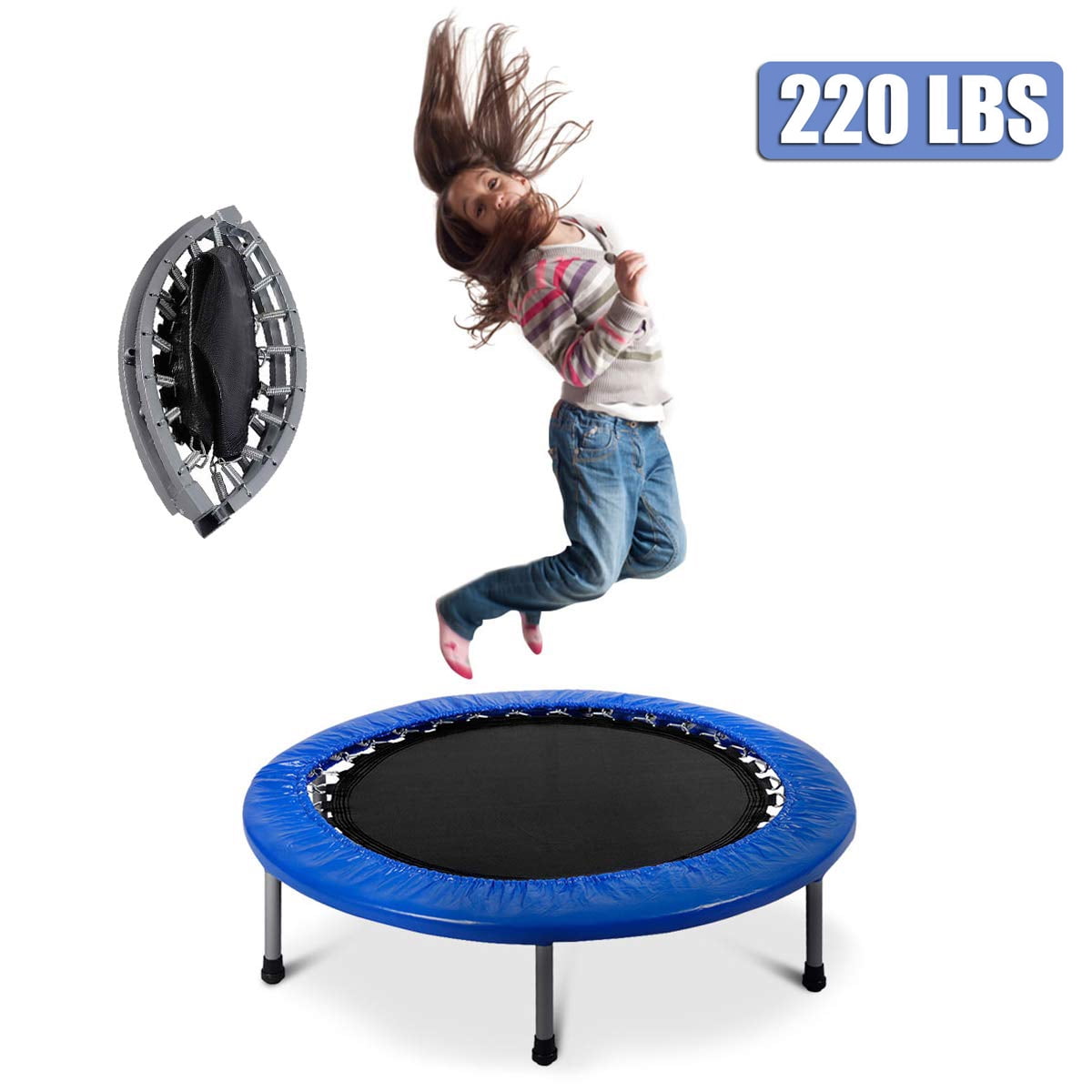 36-Inch Folding Trampoline Exercise Round Bounce Fitness Indoor For Kids Adult