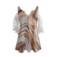 thumbnail image 4 of Elegante mujer casual cremallera cuello impresión blusa encaje manga corta camiseta verano Tops OAVQHLG3B Store  lin121212, 4 of 4