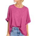 thumbnail image 1 of ORUYROP T-Shirt Femme Surdimensionné Été Décontracté Manches Courtes T-Shirts à Manches Courtes, 1 of 5