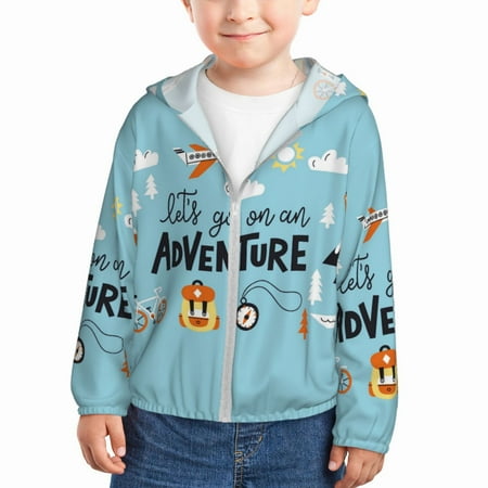 

Lukts Let s Go on an Adventure Print Children s Long-Sleeved Sun Protection Clothing Hooded Sweatshirts for Boys and Girls Outdoor Sports-2 Years