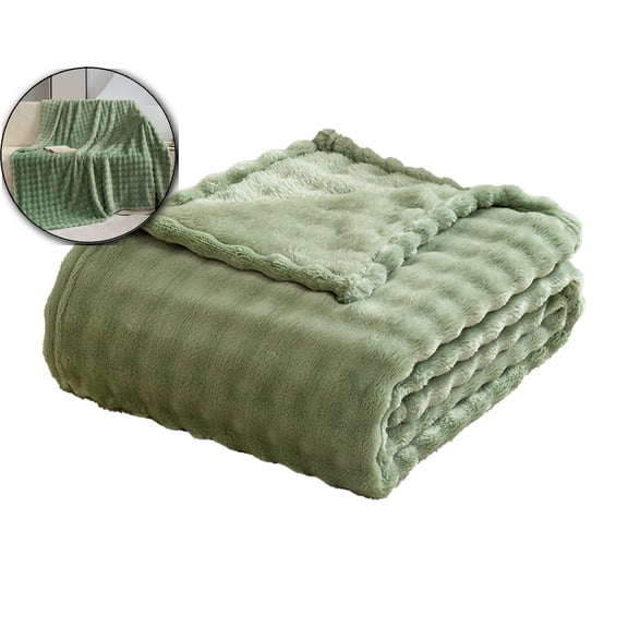 3D Textured Bubble Plush Blanket, Soft Comfortable Warm Fleece Throw, Fuzzy Cozy Blanket for Couch & Bed(Green)