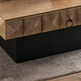 thumbnail image 7 of 41.73"Square Retro Coffee Table with 2 Drawers, Three-dimensional Embossed Pattern Coffee Table for Office, Dining Room and Living Room, 7 of 7
