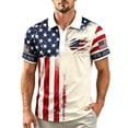 thumbnail image 4 of Homeyce Men's Independence Day Golf Shirts 250th America Anniversary Short Sleeve Polo Shirts American Flag Graphic 4th Of July Vintage Polo Tshirt Buttoned Patriotic Tee,Beige 3XL, 4 of 4