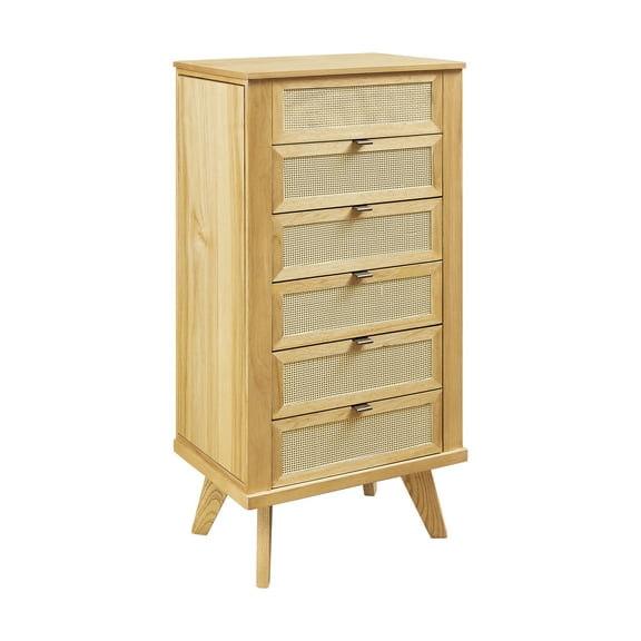 Powell Beelner Cane Jewelry Armoire, Natural