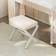 thumbnail image 6 of Foldable Foot Stool Ottoman, Modern Foot Rest with Bamboo X Legs & Thick Foam Cushion, Folding Foot Stools Small Padded for Bedroom Living Room, Makeup Vanity Stool Chair, 6 of 17