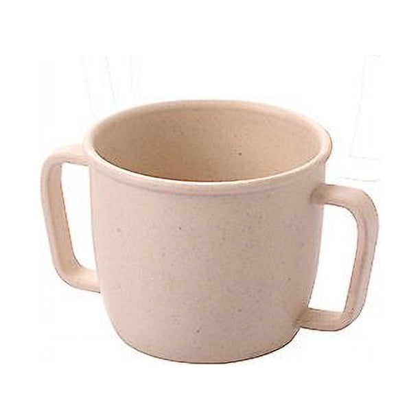 Taza con dos asas, taza para beber de color sólido, taza de café con leche, vajilla para el hogar, fácil de usar (1 unidad, Beige)