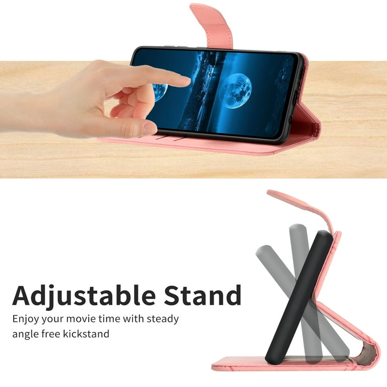 SUANPOT Cover Portafoglio Con Blocco RFID Per Google Pixel 6, Pelle PU Con Slot Carte E Supporto Magnetico, Rosa Oro