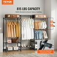 thumbnail image 2 of VEVOR Heavy Duty Clothes Rack, Rolling Clothing Garment Rack with 4 Hang Rods & 8 Storage Tiers, Adjustable Custom Closet Rack, Freestanding Wardrobe for Hanging Clothes, 800 lbs Load Capacity, 2 of 9