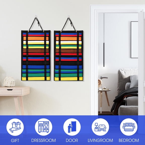 BAOSITY 2Pcs Martial Arts Belts Organizer, Hanging Display Kids Holder Karate Belt Display, Taekwondo Belt Display for Muay Thai Judo