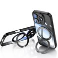 thumbnail image 3 of Designed for iPhone 14 Pro Max Kickstand Case with Camera Lens Protector Film [Rotatable Ring Holder Stand] Clear Rugged Shockproof Protective Phone Case for iPhone 14 Pro Max Wowen Men, Black, 3 of 10