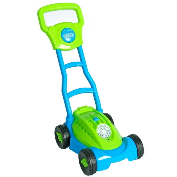 Easy Playhouse: Lawn Mower Bubble Machine - Lights & Sounds, Push-Pull Yard Work Toy, Automatic Blower, Bubble Solution, Outdoor Pretend Play, Kids 3 