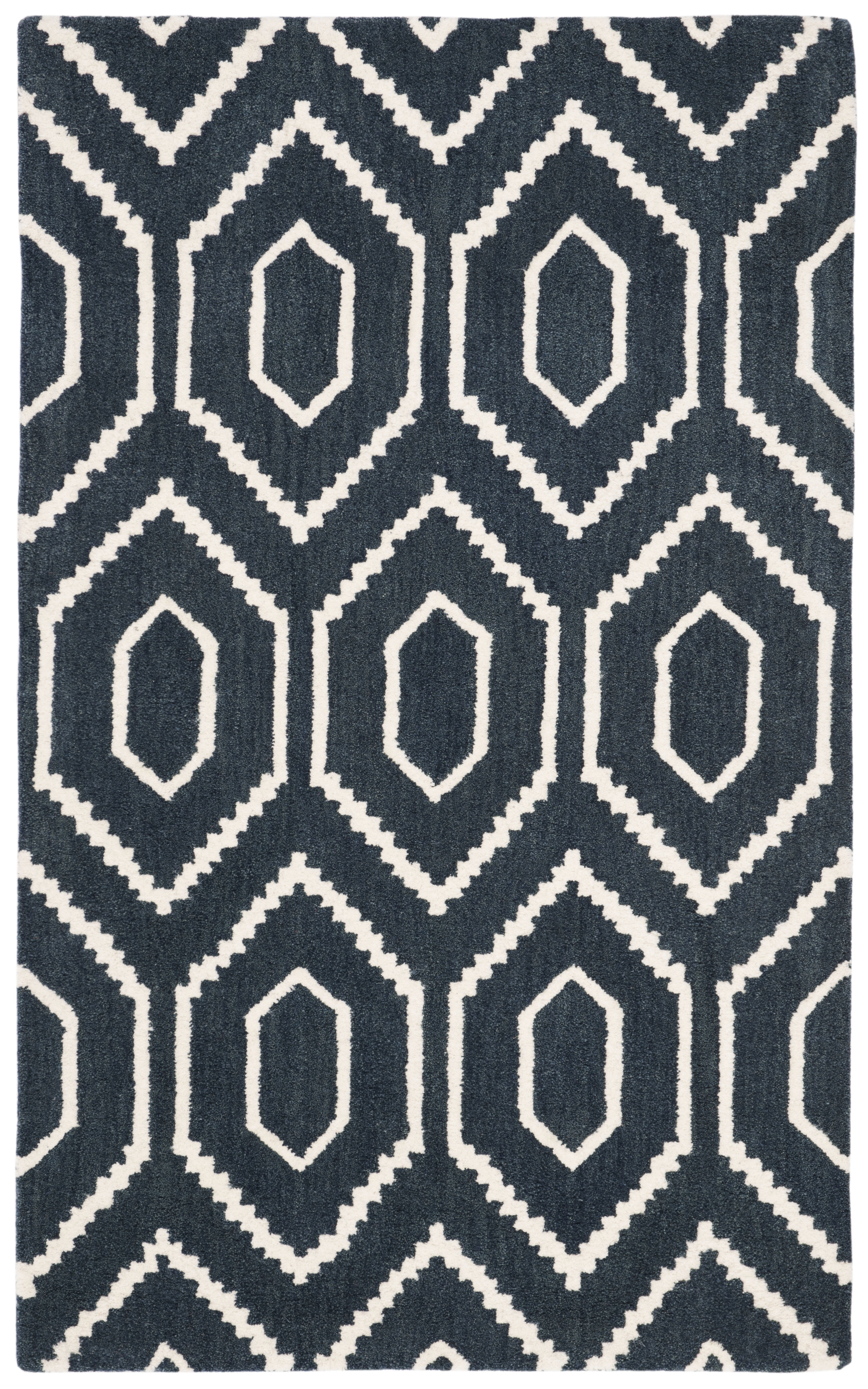 SAFAVIEH Himalaya Diarmait Geometric Wool Area Rug, Navy/Ivory, 3' x 5'