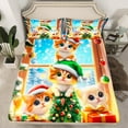 thumbnail image 4 of jejeloiu Christmas Festival Twin Sheet Sets,Cute Pet Cat Twin Fitted Sheet,Merry Xmas Tree Flat Sheet For Child,Microfiber Bedroom Decor,3-Piece, 4 of 7