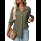 thumbnail image 2 of Camisas de Punto Gofre con Botones para Mujer, Chaqueta Informal de Larga, Blusas Estilo Boyfriend, Corte Holgado Verde XXL, 2 of 9