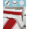 thumbnail image 4 of Quilts Twin Size Bedding Set, Red Solid Color Texture Lightweight Quilted Comforter, Simple Red Stripes Soft Reversible Bedspread Coverlet with Pillow Covers for All Season, 68" x 86", 4 of 7