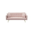thumbnail image 5 of DECMAY 71.7 - inch Pink Teddy Fleece Sofa Bed with Two Complimentary Throw Pillows, 5 of 9