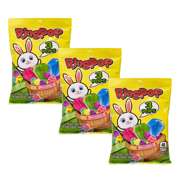 Ring Pop Easter Lollipops, Fun Spring Candy, 3 Ct Bags (3-Pack)