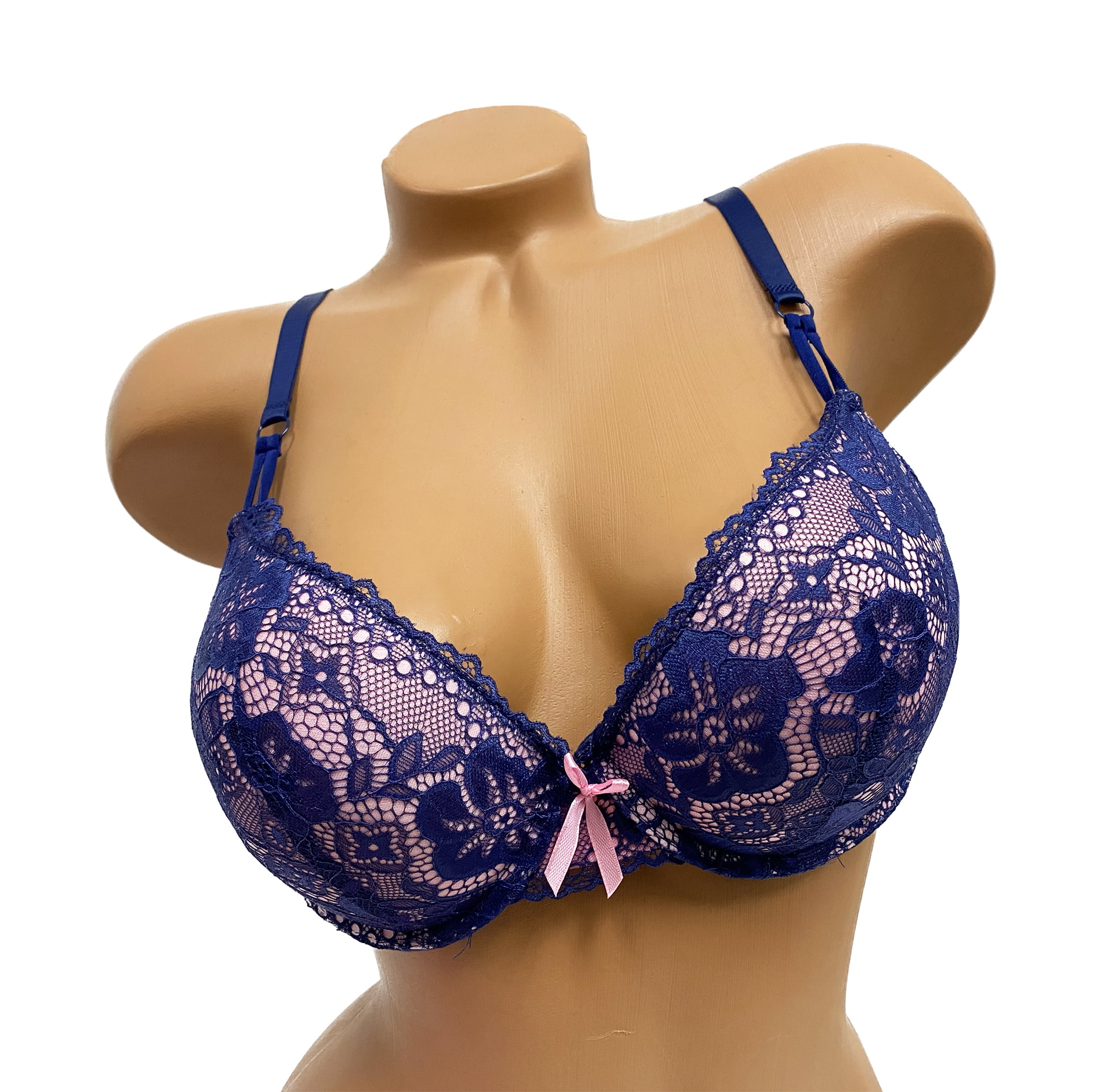 Women Bras 6 Pack of Double Pushup Lace Bra B cup C cup Size 34C (9901)