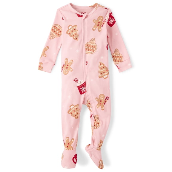The Children's Place Baby And Toddler Girls Long Sleeve Gingerbread Snug Fit Footed PJs, Sizes NB-18M