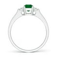 thumbnail image 2 of ANGARA Natural Emerald-Cut Emerald and Trapezoid Diamond 3 Stone Ring in Sterling Silver for Women (Size-6x4mm) | May Birthstone, Birthday, Anniversary, Jewelry Gift for Women | Natural Emerald Ring, 2 of 8