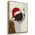 thumbnail image 3 of Christmas St Bernard and Fluffy Owl - Framed Gallery Wrapped Holiday Canvas - 25 x 37 - Gold Frame, 3 of 8