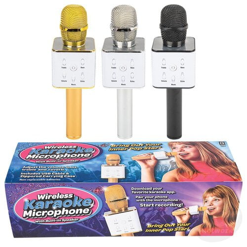Wireless Bluetooth Karaoke Microphone, 3-in-1 Speaker, Mic, Choose Color (Black)