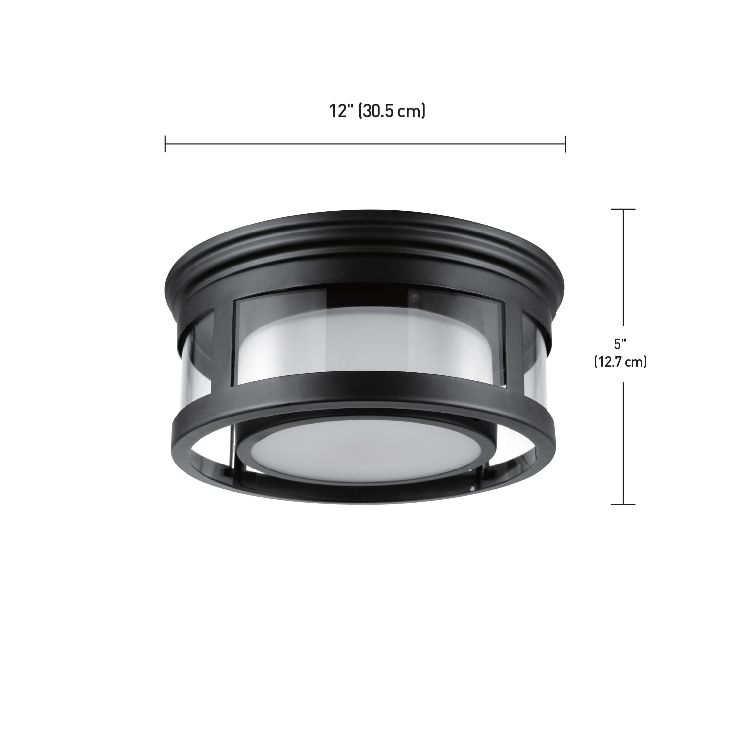 Globe Electric Brisbane 1-Light Matte Black Outdoor Indoor Flush Mount Ceiling Light with Frosted Glass Shade, 44480