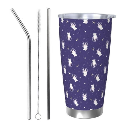 

Matuu Astronaut Rabbit for 20oz Durable Thermal Cups Keep Drinks Cold and Hot Insulated Car Mug with Lid-Straw Three-piece Set