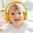 thumbnail image 2 of Contixo Kid Safe 85dB On Ear Auriculares inalámbricos Bluetooth plegables, microteléfono incorporado, entrada y salida de audio (verde + naranja), 2 of 3