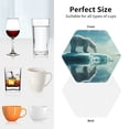 thumbnail image 5 of Coasters Set of 4 - Polar Bear On Iceberg Drink Coasters for Tabletop Protection Leather Coasters for Living Room Decor and Housewarming Gift Hexagon, 5 of 5